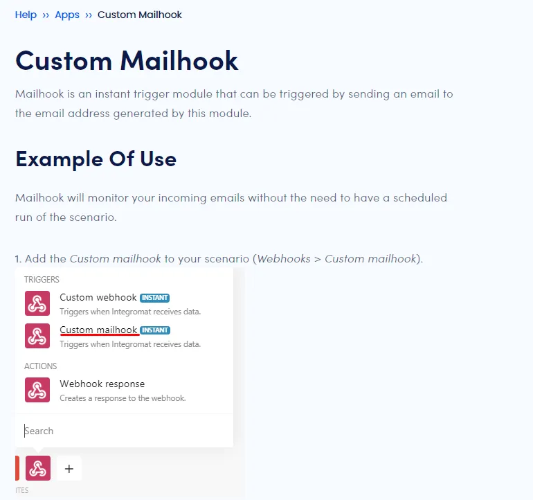 leverage Make Integromat Mailhooks