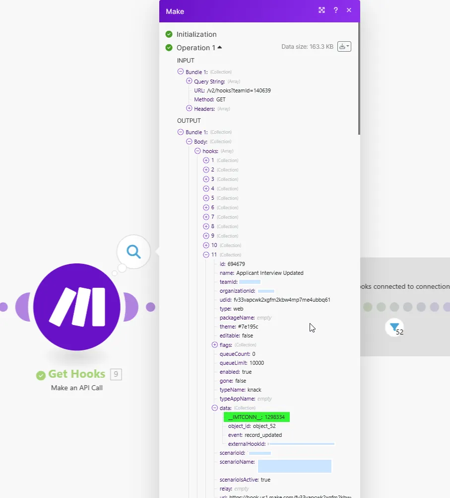 scenario Make API hooks