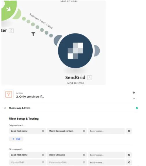 Integromat vs Zapier filters UI