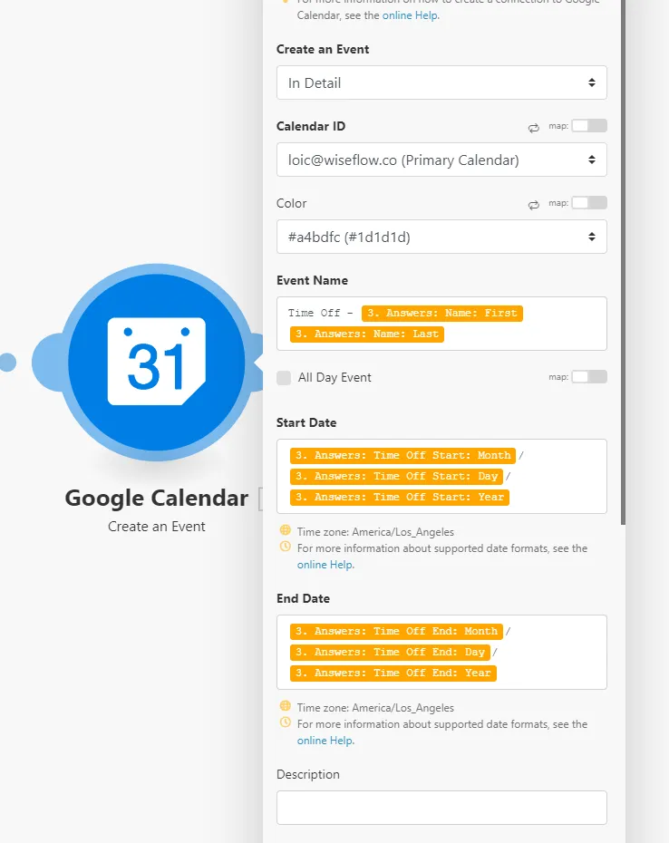 Google Calendar Module setup